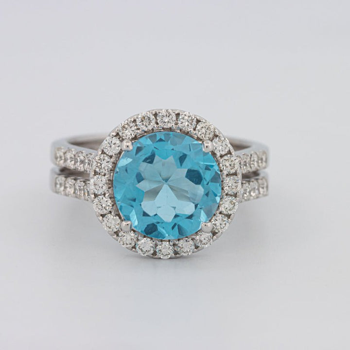 1 CT Round Topaz Halo Ring - ZIZOV DIAMONDS