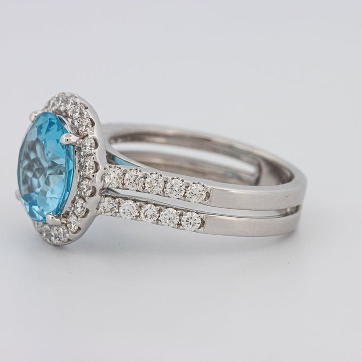 1 CT Round Topaz Halo Ring - ZIZOV DIAMONDS