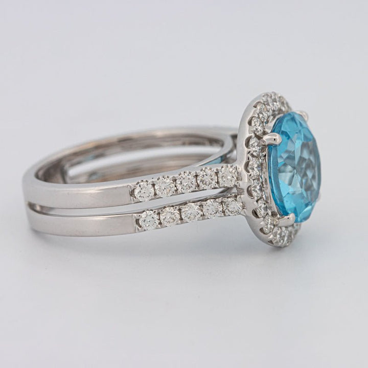 1 CT Round Topaz Halo Ring - ZIZOV DIAMONDS