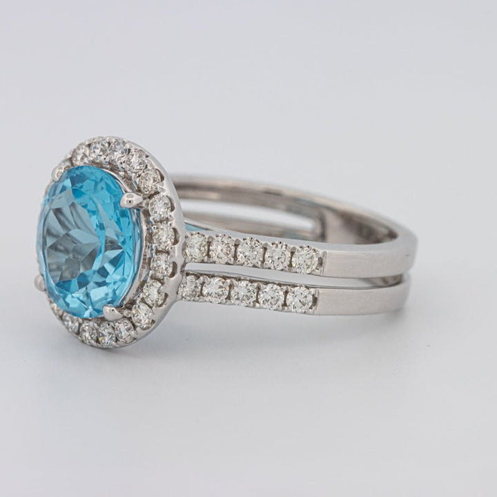 1 CT Round Topaz Halo Ring - ZIZOV DIAMONDS