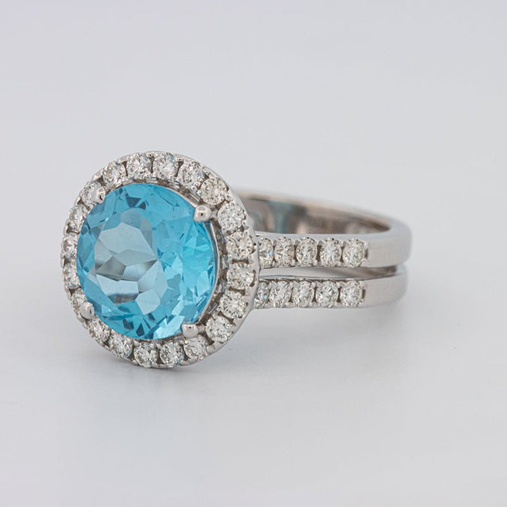 1 CT Round Topaz Halo Ring - ZIZOV DIAMONDS