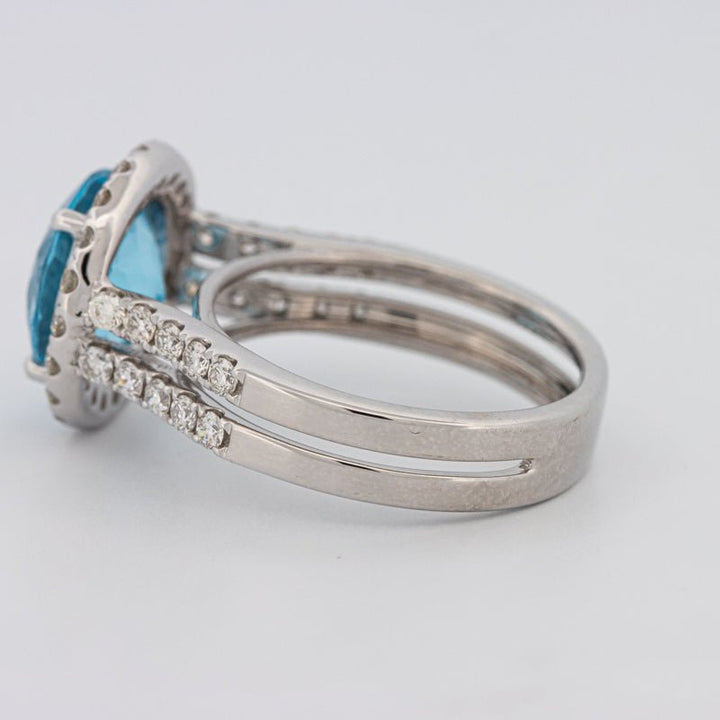 1 CT Round Topaz Halo Ring - ZIZOV DIAMONDS