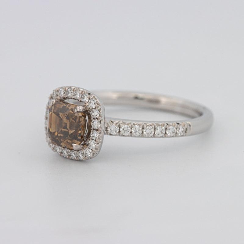 1 CT Square Radiant Fancy Brown Diamond Halo Ring - ZIZOV DIAMONDS