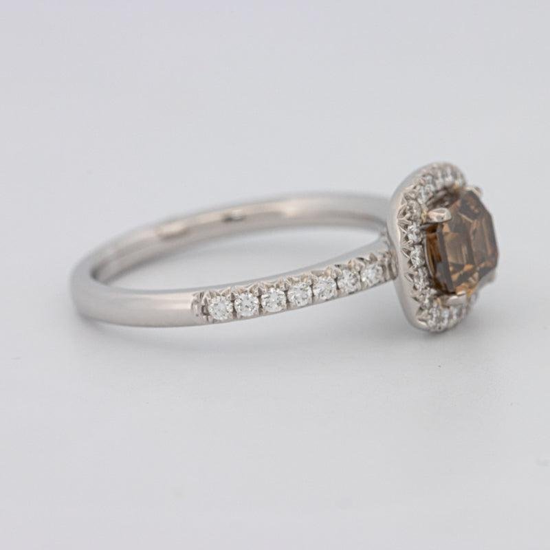 1 CT Square Radiant Fancy Brown Diamond Halo Ring - ZIZOV DIAMONDS