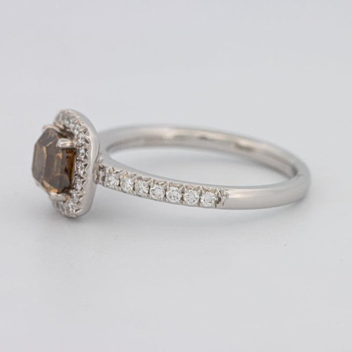 1 CT Square Radiant Fancy Brown Diamond Halo Ring - ZIZOV DIAMONDS