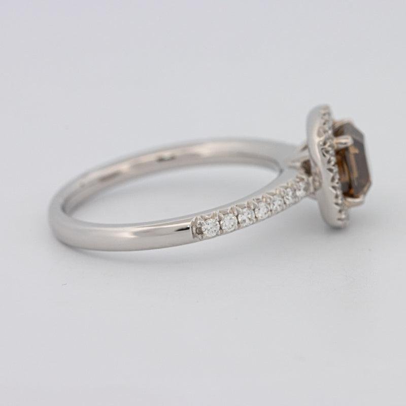 1 CT Square Radiant Fancy Brown Diamond Halo Ring - ZIZOV DIAMONDS