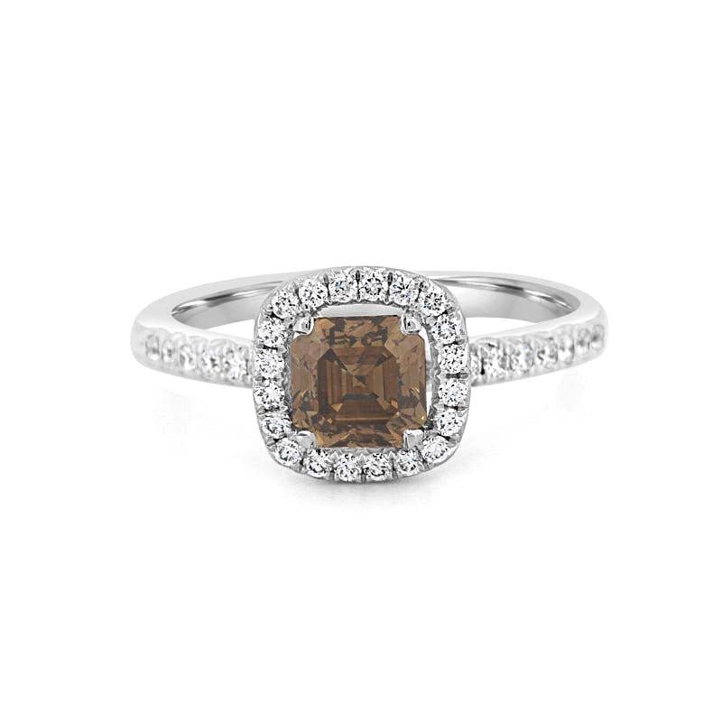 1 CT Square Radiant Fancy Brown Diamond Halo Ring - ZIZOV DIAMONDS
