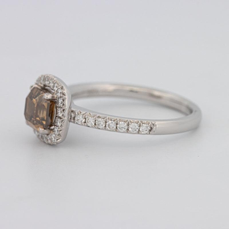 1 CT Square Radiant Fancy Brown Diamond Halo Ring - ZIZOV DIAMONDS