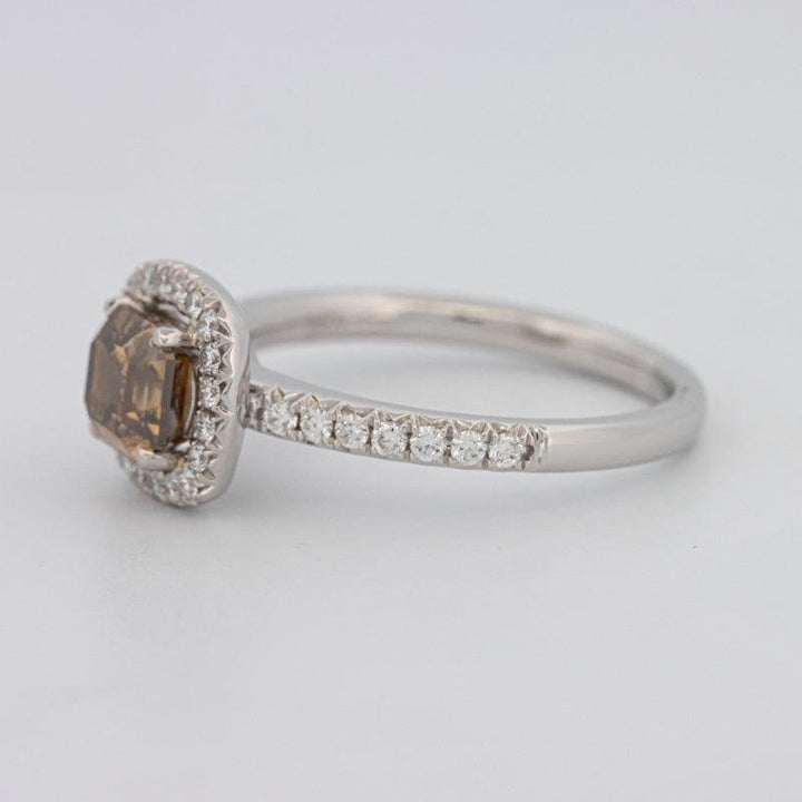 1 CT Square Radiant Fancy Brown Diamond Halo Ring - ZIZOV DIAMONDS