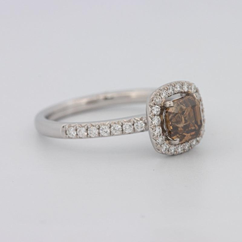 1 CT Square Radiant Fancy Brown Diamond Halo Ring - ZIZOV DIAMONDS