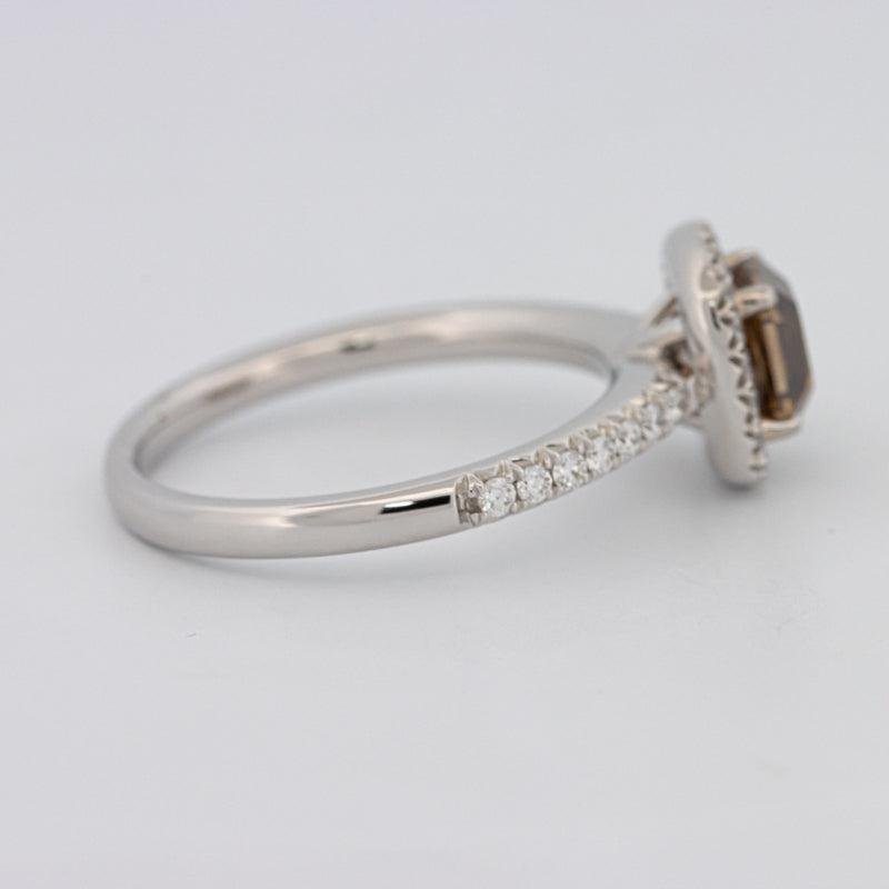 1 CT Square Radiant Fancy Brown Diamond Halo Ring - ZIZOV DIAMONDS