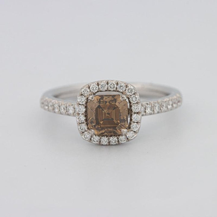 1 CT Square Radiant Fancy Brown Diamond Halo Ring - ZIZOV DIAMONDS
