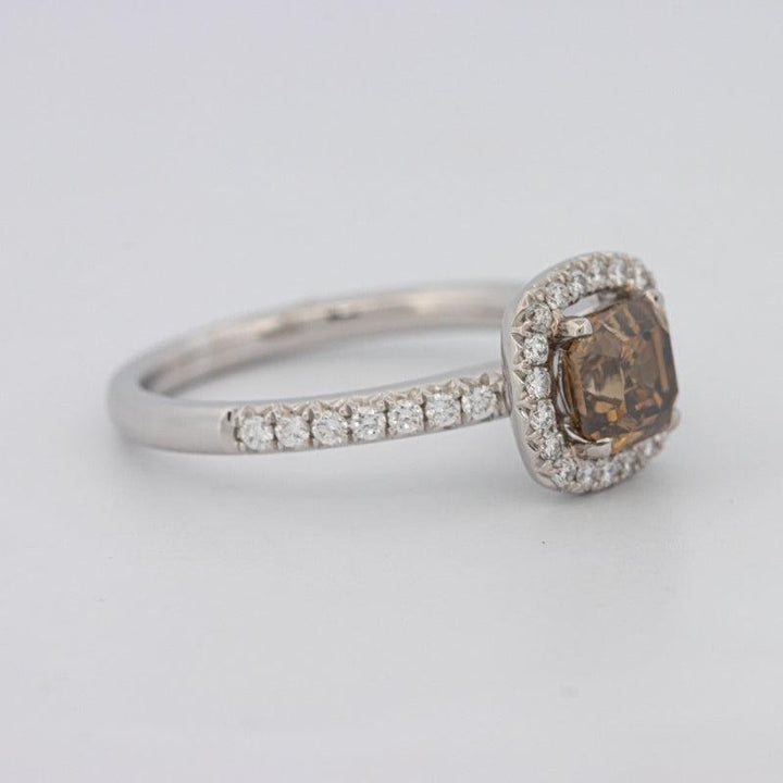 1 CT Square Radiant Fancy Brown Diamond Halo Ring - ZIZOV DIAMONDS