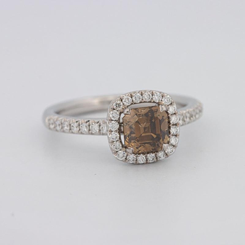 1 CT Square Radiant Fancy Brown Diamond Halo Ring - ZIZOV DIAMONDS
