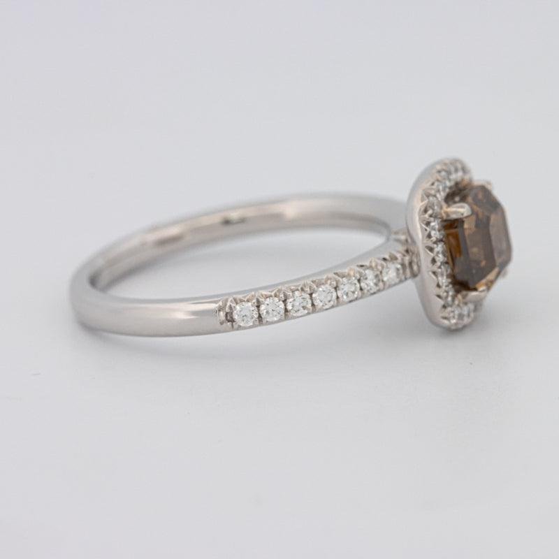 1 CT Square Radiant Fancy Brown Diamond Halo Ring - ZIZOV DIAMONDS
