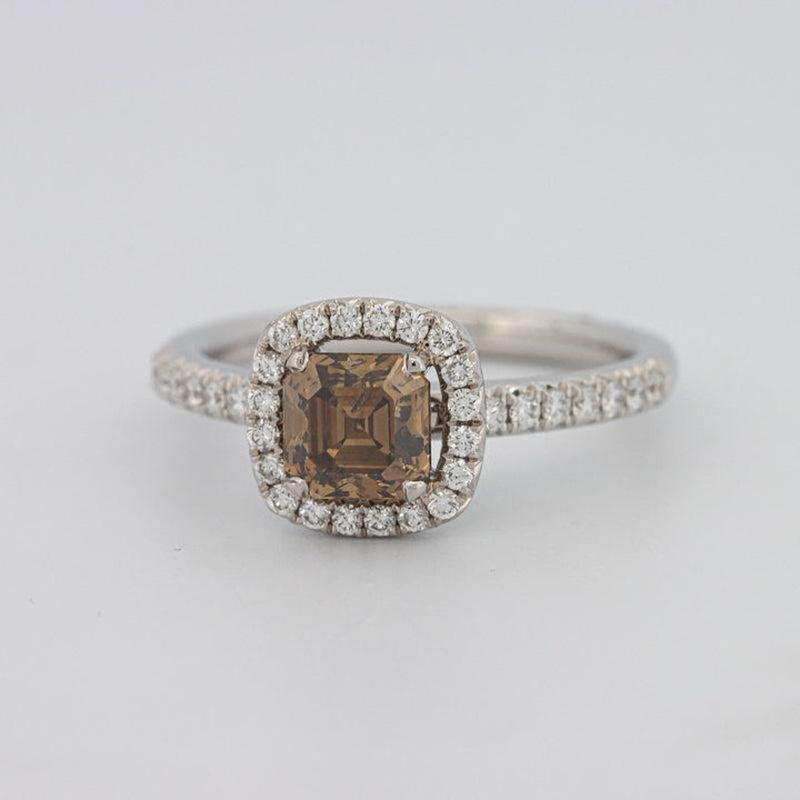 1 CT Square Radiant Fancy Brown Diamond Halo Ring - ZIZOV DIAMONDS
