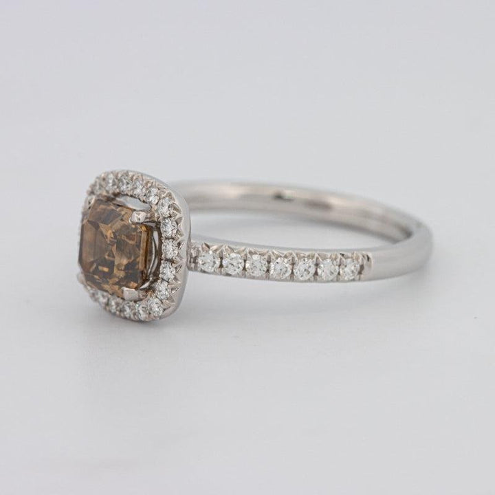1 CT Square Radiant Fancy Brown Diamond Halo Ring - ZIZOV DIAMONDS