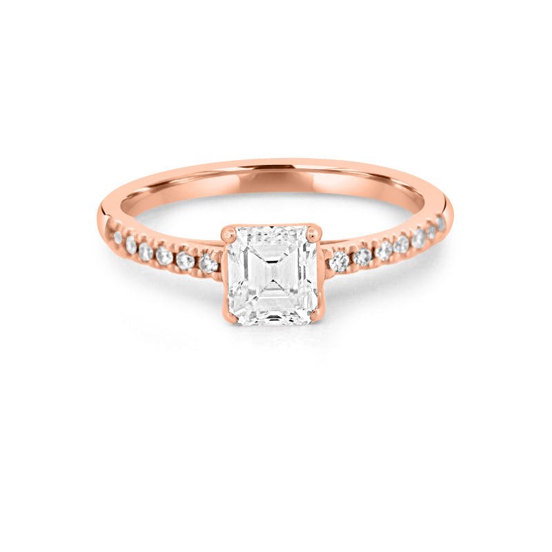 1 CT Square Radiant Solitaire Pavé Ring - ZIZOV DIAMONDS