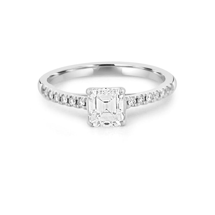 1 CT Square Radiant Solitaire Pavé Ring - ZIZOV DIAMONDS