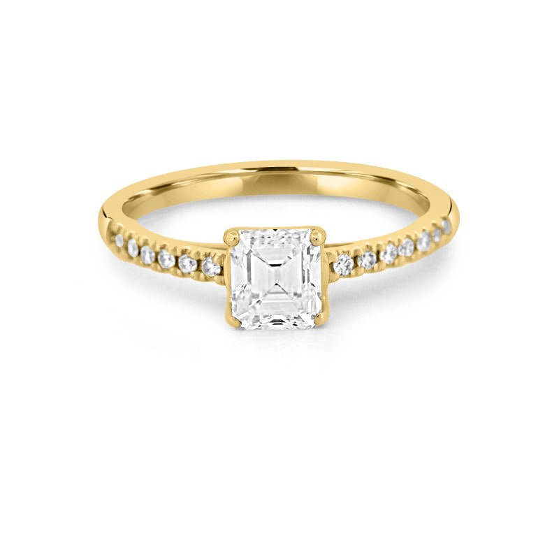 1 CT Square Radiant Solitaire Pavé Ring - ZIZOV DIAMONDS
