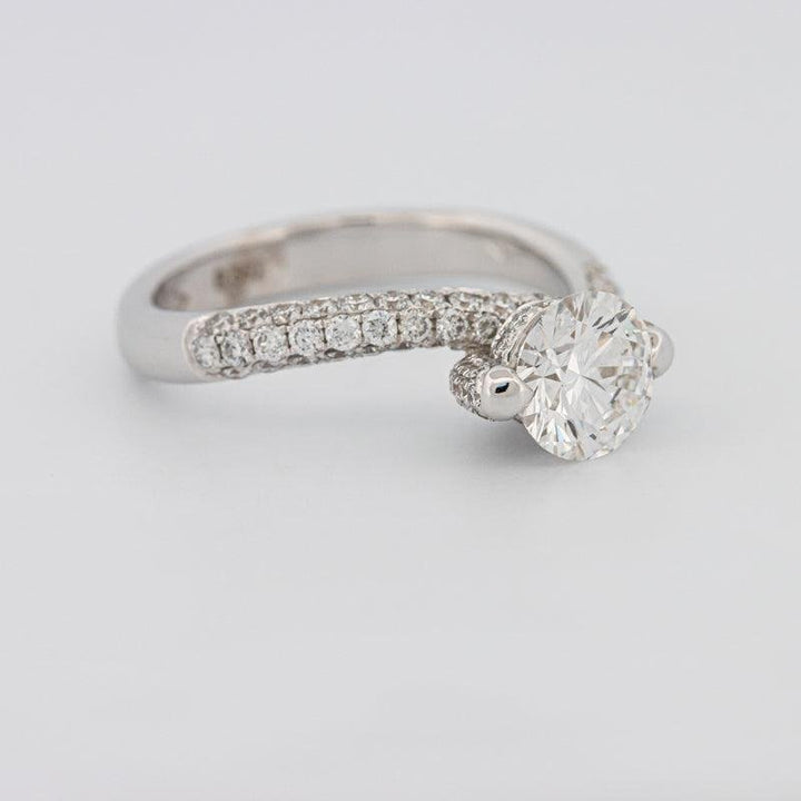 1.12 CT Round Solitaire Pave Ring with Twisted Band - ZIZOV DIAMONDS