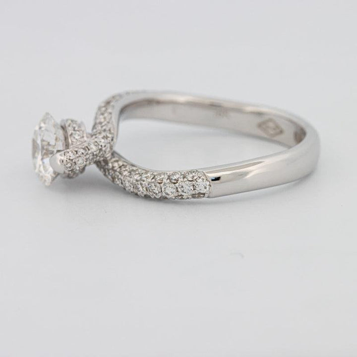 1.12 CT Round Solitaire Pave Ring with Twisted Band - ZIZOV DIAMONDS