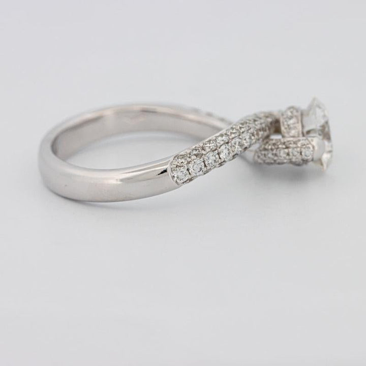 1.12 CT Round Solitaire Pave Ring with Twisted Band - ZIZOV DIAMONDS