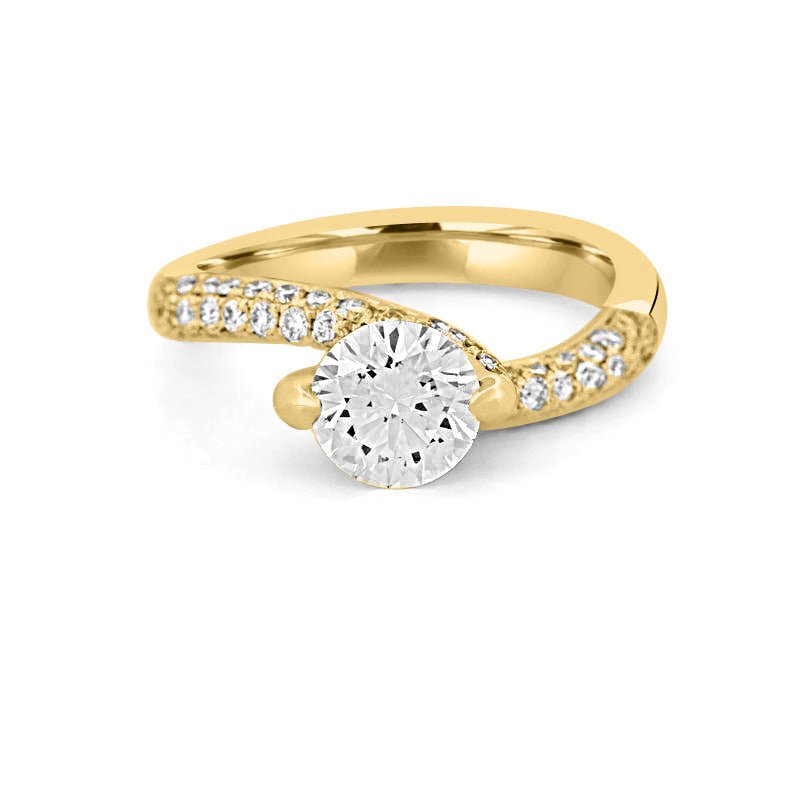 1.12 CT Round Solitaire Pave Ring with Twisted Band - ZIZOV DIAMONDS