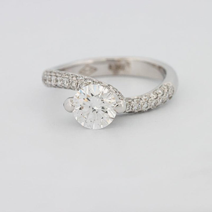 1.12 CT Round Solitaire Pave Ring with Twisted Band - ZIZOV DIAMONDS
