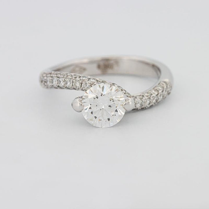 1.12 CT Round Solitaire Pave Ring with Twisted Band - ZIZOV DIAMONDS