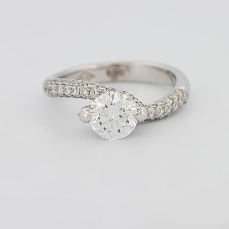 1.12 CT Round Solitaire Pave Ring with Twisted Band - ZIZOV DIAMONDS