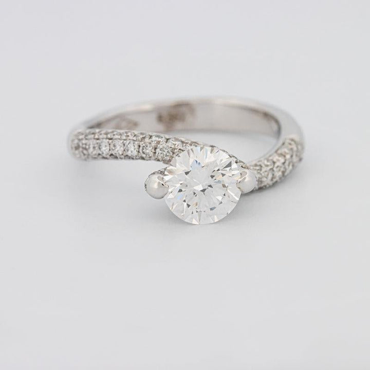 1.12 CT Round Solitaire Pave Ring with Twisted Band - ZIZOV DIAMONDS