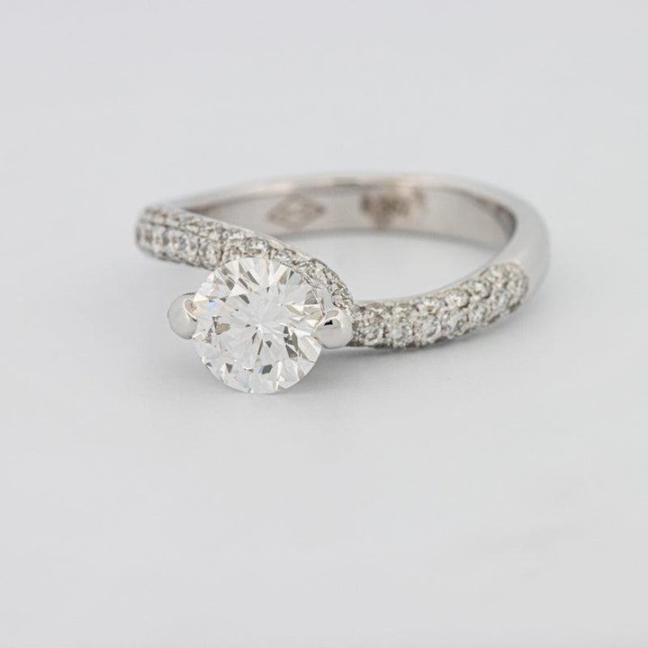 1.12 CT Round Solitaire Pave Ring with Twisted Band - ZIZOV DIAMONDS