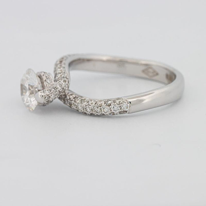 1.12 CT Round Solitaire Pave Ring with Twisted Band - ZIZOV DIAMONDS