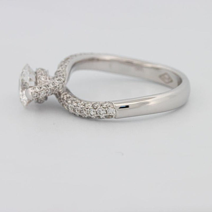 1.12 CT Round Solitaire Pave Ring with Twisted Band - ZIZOV DIAMONDS