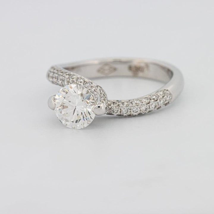 1.12 CT Round Solitaire Pave Ring with Twisted Band - ZIZOV DIAMONDS