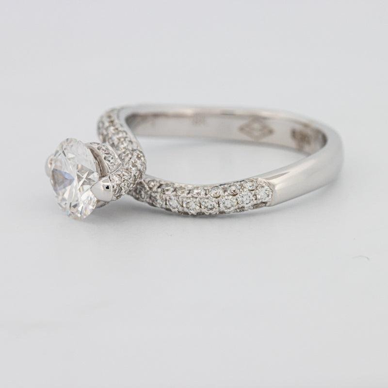 1.12 CT Round Solitaire Pave Ring with Twisted Band - ZIZOV DIAMONDS