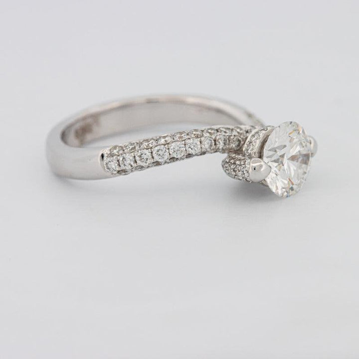 1.12 CT Round Solitaire Pave Ring with Twisted Band - ZIZOV DIAMONDS