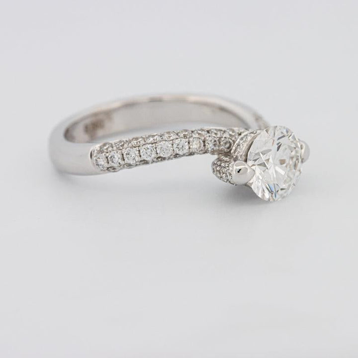 1.12 CT Round Solitaire Pave Ring with Twisted Band - ZIZOV DIAMONDS
