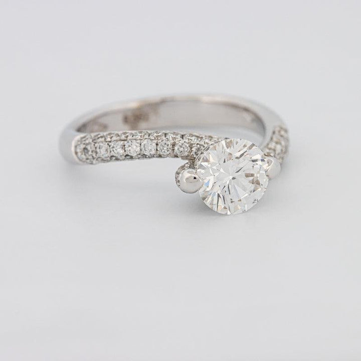 1.12 CT Round Solitaire Pave Ring with Twisted Band - ZIZOV DIAMONDS
