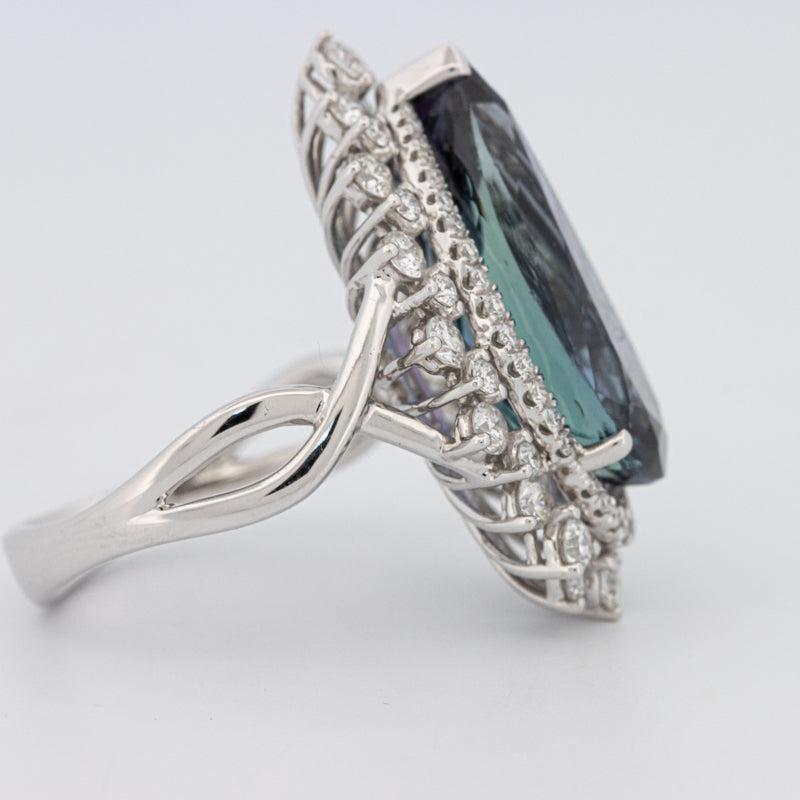 11.20 CT Pear - shape Tanzanite Halo Ring - ZIZOV DIAMONDS