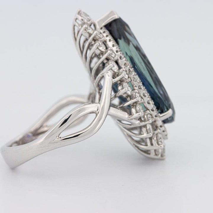 11.20 CT Pear - shape Tanzanite Halo Ring - ZIZOV DIAMONDS