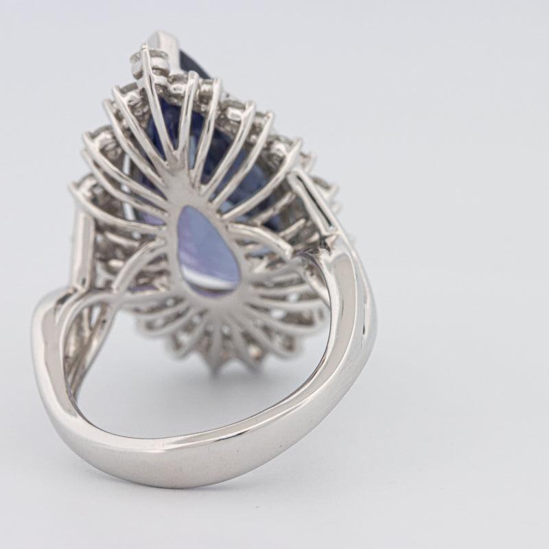 11.20 CT Pear - shape Tanzanite Halo Ring - ZIZOV DIAMONDS