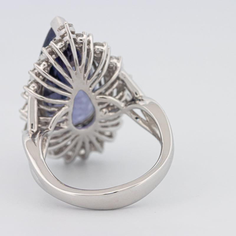 11.20 CT Pear - shape Tanzanite Halo Ring - ZIZOV DIAMONDS