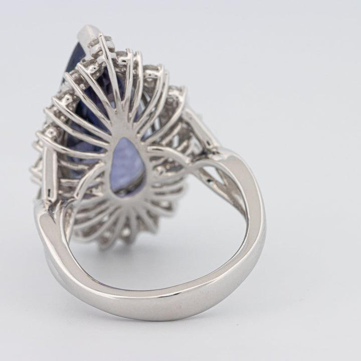 11.20 CT Pear - shape Tanzanite Halo Ring - ZIZOV DIAMONDS