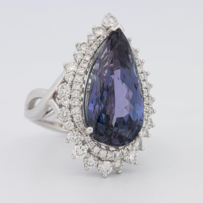 11.20 CT Pear - shape Tanzanite Halo Ring - ZIZOV DIAMONDS