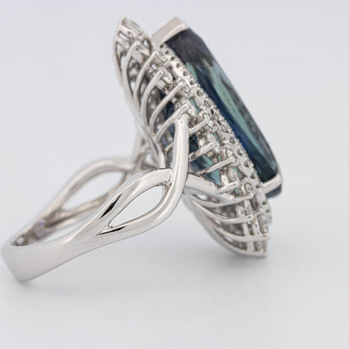 11.20 CT Pear - shape Tanzanite Halo Ring - ZIZOV DIAMONDS