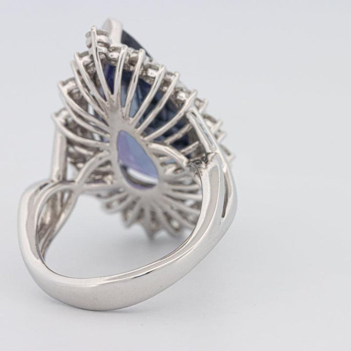 11.20 CT Pear - shape Tanzanite Halo Ring - ZIZOV DIAMONDS