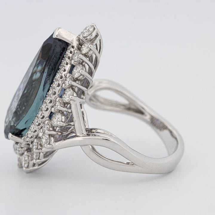 11.20 CT Pear - shape Tanzanite Halo Ring - ZIZOV DIAMONDS