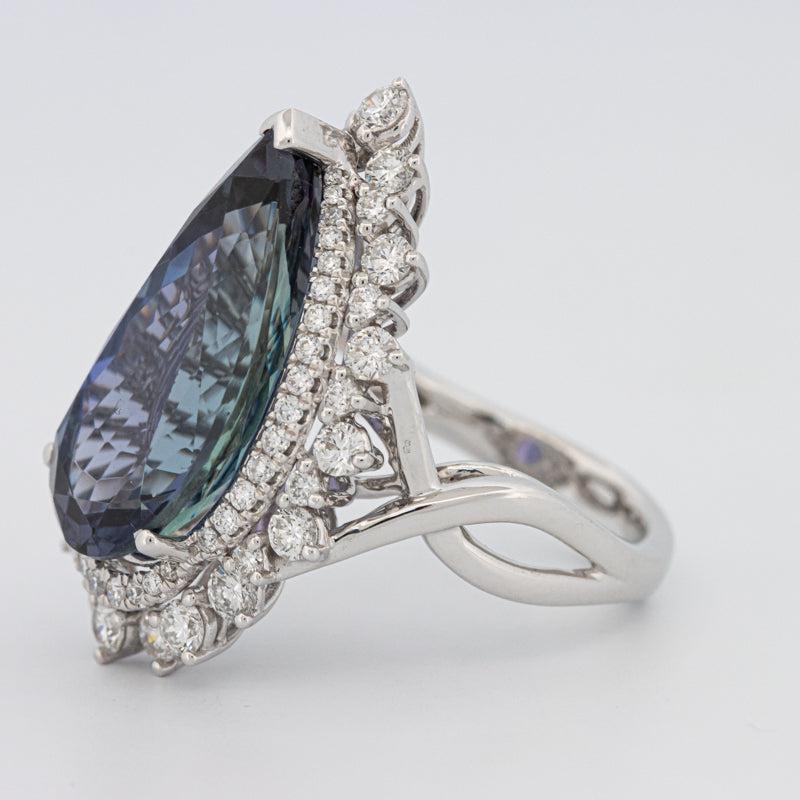 11.20 CT Pear - shape Tanzanite Halo Ring - ZIZOV DIAMONDS